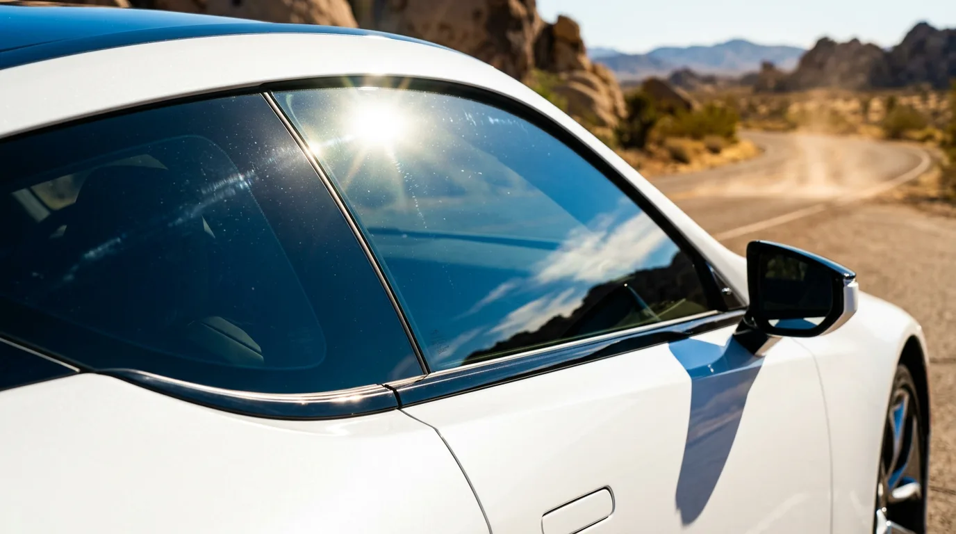 Sunlight filtered through tinted automotive window film